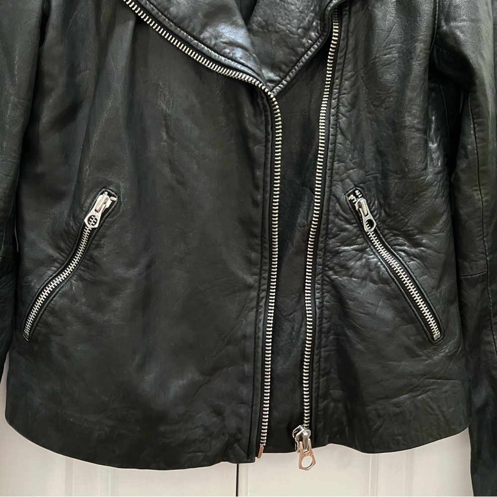 Madewell Washed Leather Motorcycle Jacket Black Moto Zippers size XS - Picture 4 of 15